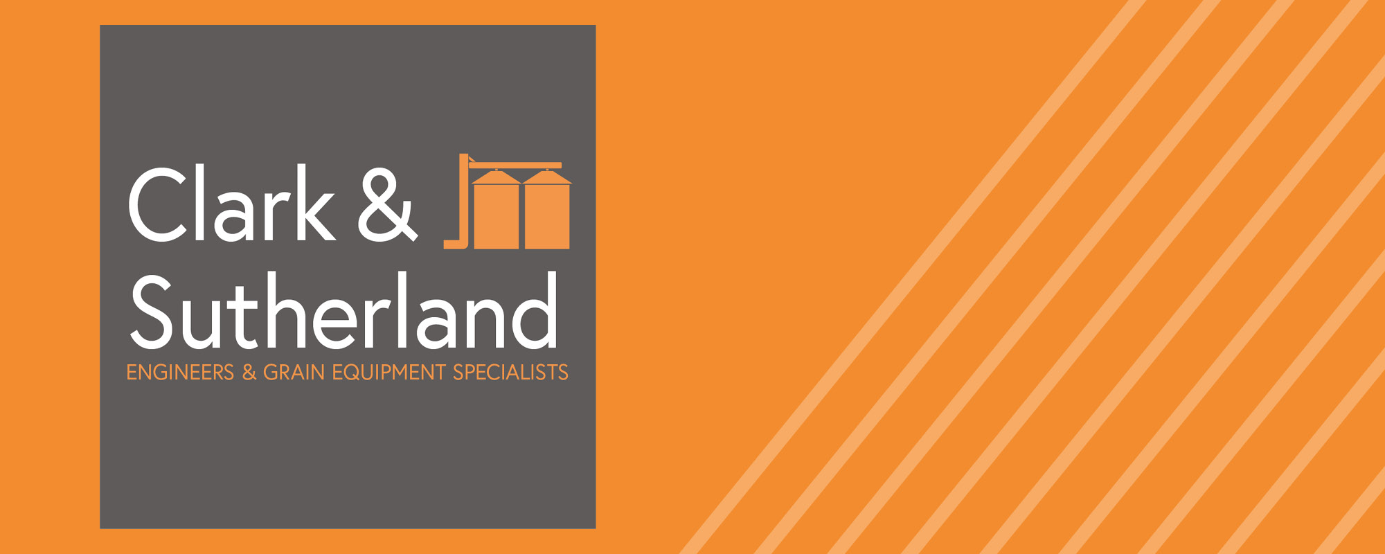 Our new look! Clark & Sutherland new logo on orange background